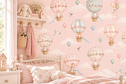 Pastel Air Balloon Nursery Wallpaper, a Wallpaper Graphic by by creative paper (Thumbnail 7 of 14)