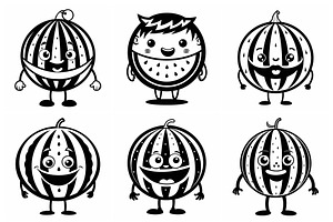 Funny cartoon watermelons, an Object Graphic by Billah Hub