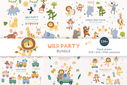 Wild Party Animal Clipart Bundle, an Animal Illustration by Petit Citizen Design (Thumbnail 1 of 9)