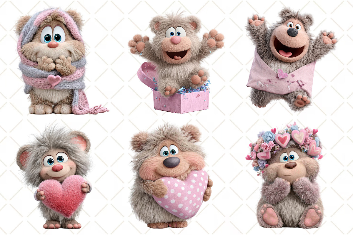 Quirky Valentines Teddy Bear Clipart, an Illustration by Black Bird Studio (Photo 6 of 6)
