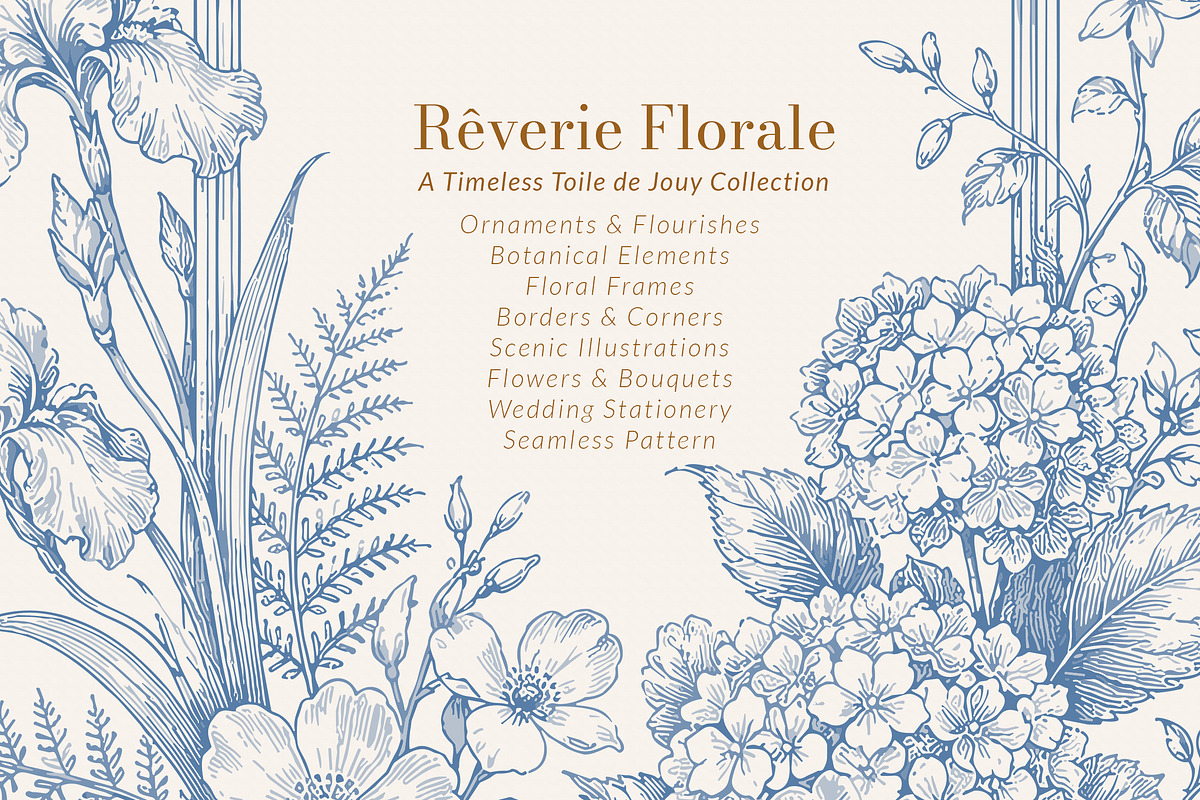 Vintage Toile de Jouy Frames Florals, an Object Graphic by Olya Creative (Photo 14 of 15)