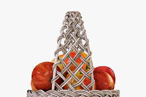 Wicker Basket 04 Set With Apples