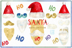 Santa. Christmas Watercolor Clipart