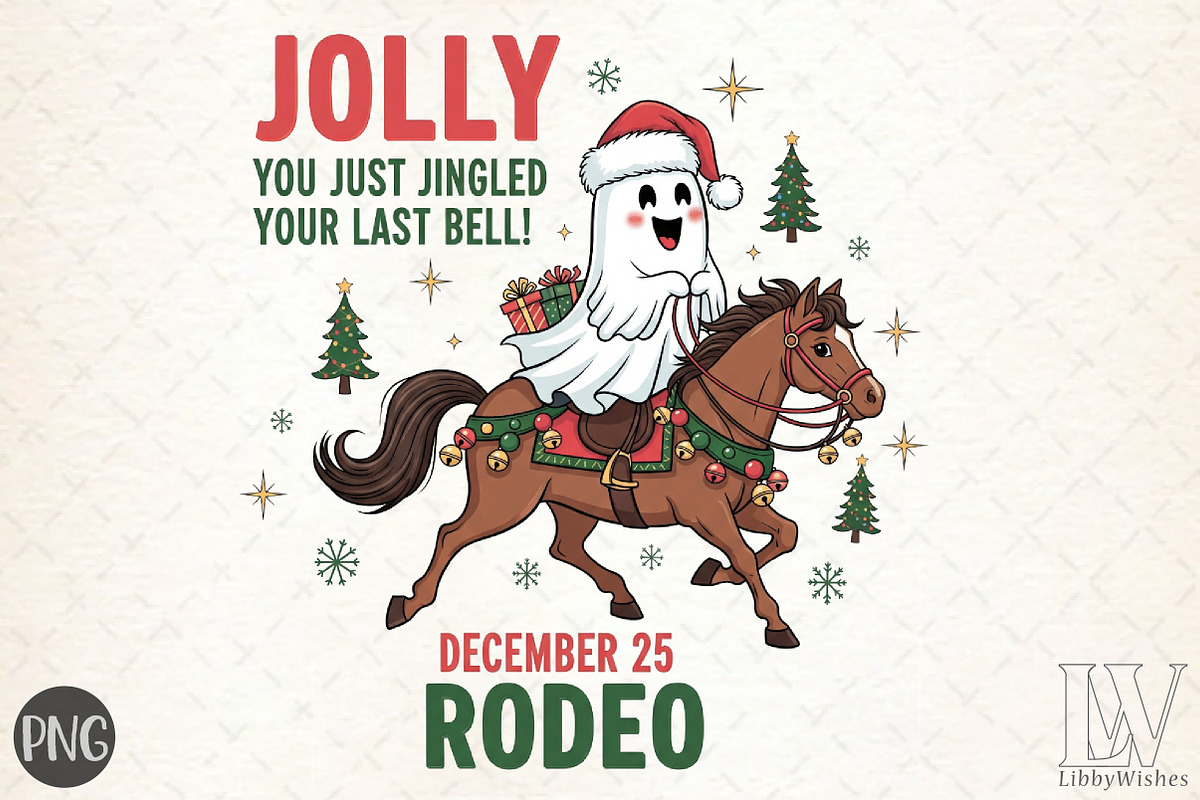 Jolly Rodeo Cowboy Christmas PNG, an Illustration by Libby Wishes (Photo 1 of 6)