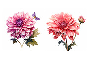Dahlia Flower and Butterfly Clipart, an Object Graphic by EzDigitals (Thumbnail 3 of 8)