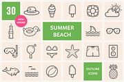 Summer and Beach Outline Icons, an Outline Icon by Sargatal (Thumbnail 1 of 4)