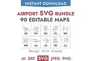 Airport Maps Bundle SVG Vector Files, a Transportation Illustration by AdrianDragne (Thumbnail 1 of 9)