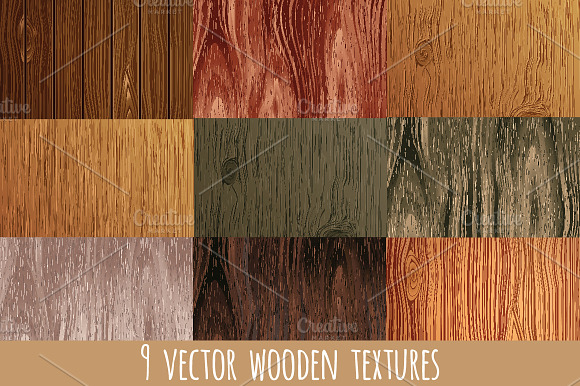 Set of 9 vector wooden textures preview 2