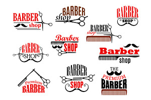 Barber Shop Beards And Mustaches Vector Icons