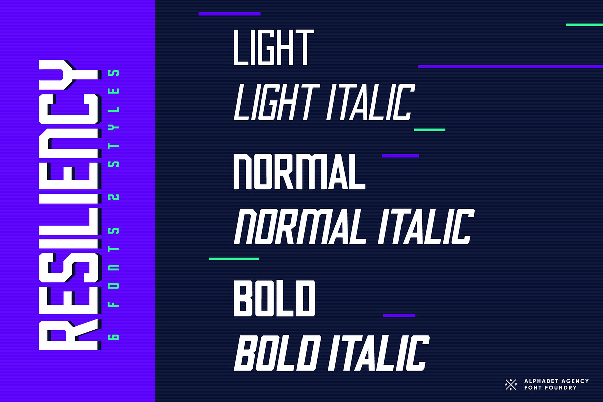 RESILIENCY FONT FAMILY, a Sans Serif Font by Alphabet Agency (Photo 2 of 11)