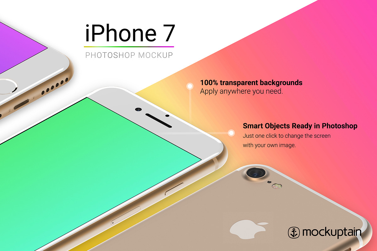 Iphone 7 Mockup White Gold Isometric, an iPhone Mockup by mockuptain (Photo 3 of 6)