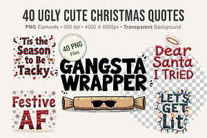 40 Ugly Cute Christmas Quotes, an Illustration by Artnoy