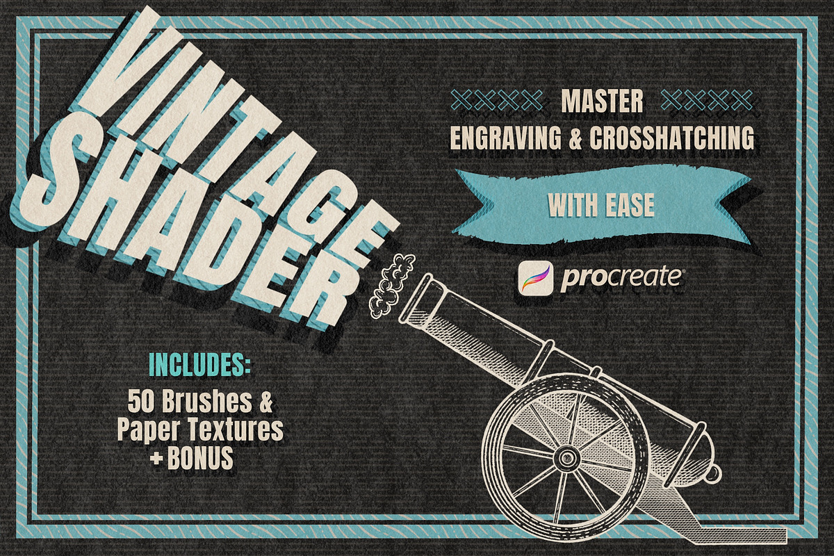 Procreate Vintage Shader Brushes, a Brush Add-On by BrushBoy (Photo 1 of 9)