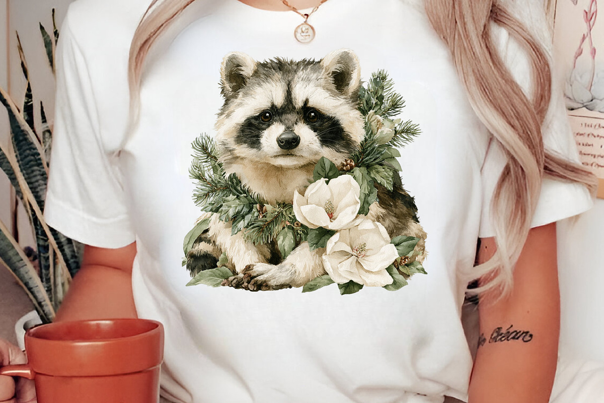 Watercolor Christmas Raccoon Clipart, a Seasonal Illustration by Black Bird Studio (Photo 4 of 7)