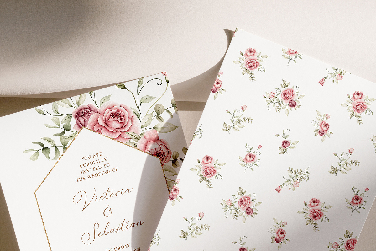 Watercolor Blush Roses Floral Set, a Decorative Illustration by Carol Lozove (Photo 14 of 50)