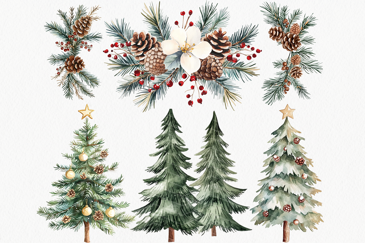 Woodland Christmas Clipart, a Seasonal Illustration by ClipArtCharm (Photo 5 of 5)