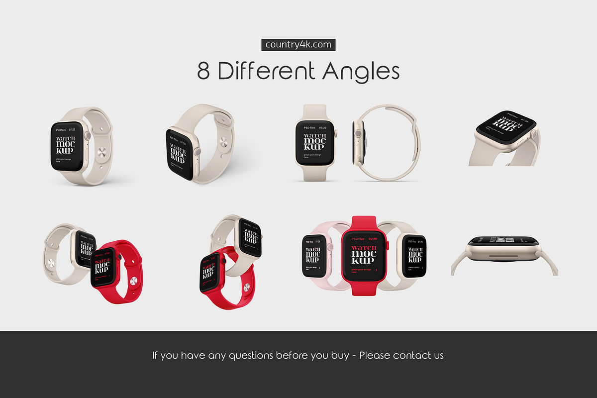 Apple Watch Mockup Set, a Wearable Device Mockup by Country4k (Photo 4 of 4)