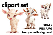 8 Baby Goat Clipart Set, an Animal Illustration by Inknfolly (Thumbnail 2 of 6)