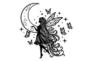 Fairy Moon Butterfly Silhouette, an Object Illustration by Gaye Art (Thumbnail 30 of 31)