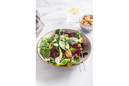 Green Salad with Beetroot, Feta, a Food & Drink Photo by MAnuta