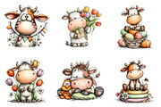 whimsical easter cow clipart, an Illustration by CreationArt (Thumbnail 3 of 6)