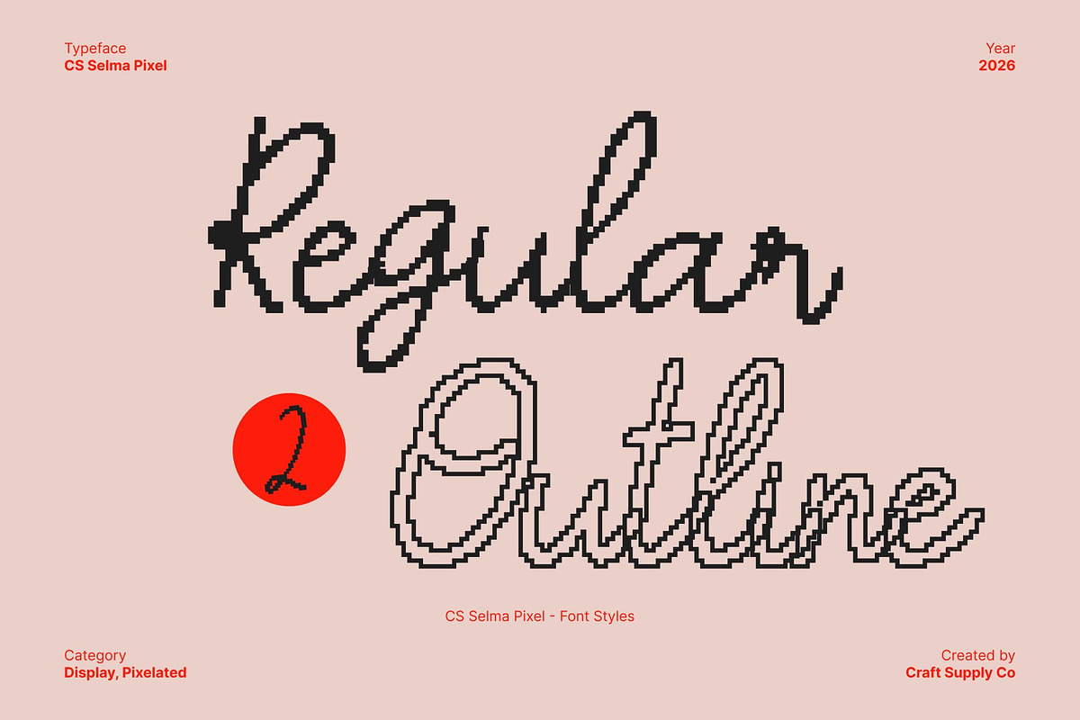 CS Selma Pixel, a Script Font by Craft Supply Co. (Photo 3 of 8)