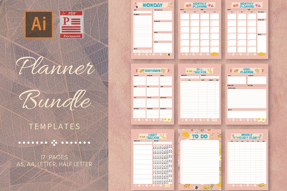 Planner Bundle Templates, a Stationery Template by Yiru Chen Studio (Photo 1 of 7)