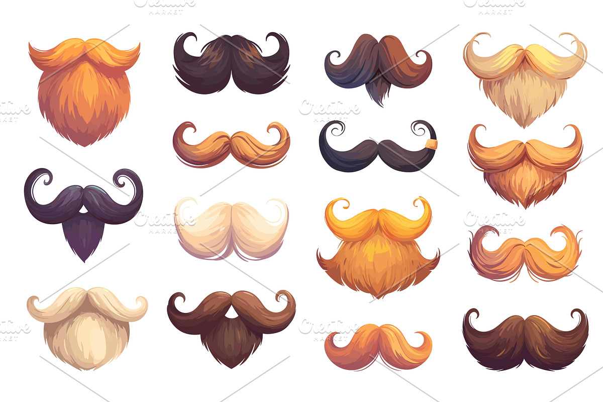 mustache cartoon. beard set, mask, an Object Illustration by Stock-Smart-Start