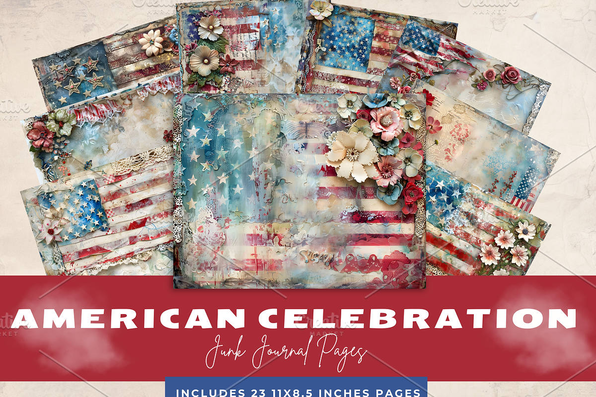 AMERICAN CELEBRATION JUNK JOURNAL, a Decorative Illustration by Daring Digies (Photo 1 of 7)