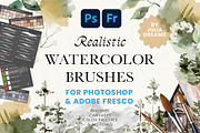 Watercolor Photoshop Fresco Brushes, a Brush Add-On by Julia Dreams (Thumbnail 1 of 10)