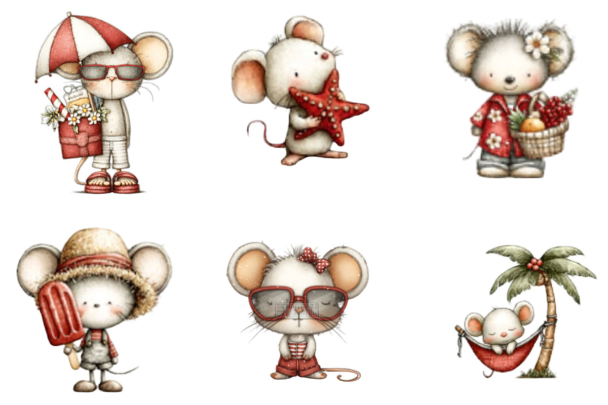 Watercolor Beach Mouse Clipart, a Seasonal Illustration by Designking (Photo 2 of 5)