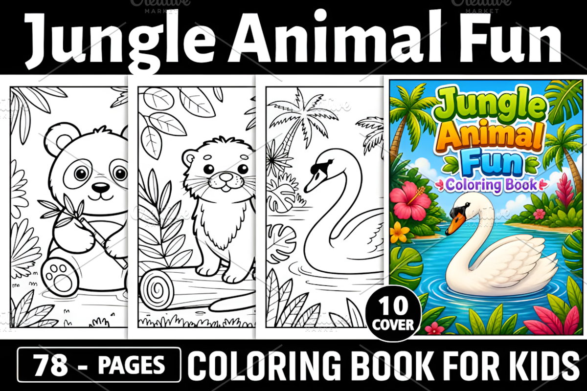 Jungle Animal Coloring Book for Kids, an Animal Illustration by Ink Gallery (Photo 1 of 7)
