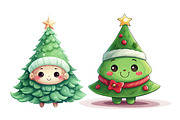 20 Cute Christmas tree clipart, a Graphic by HillTract (Thumbnail 2 of 4)