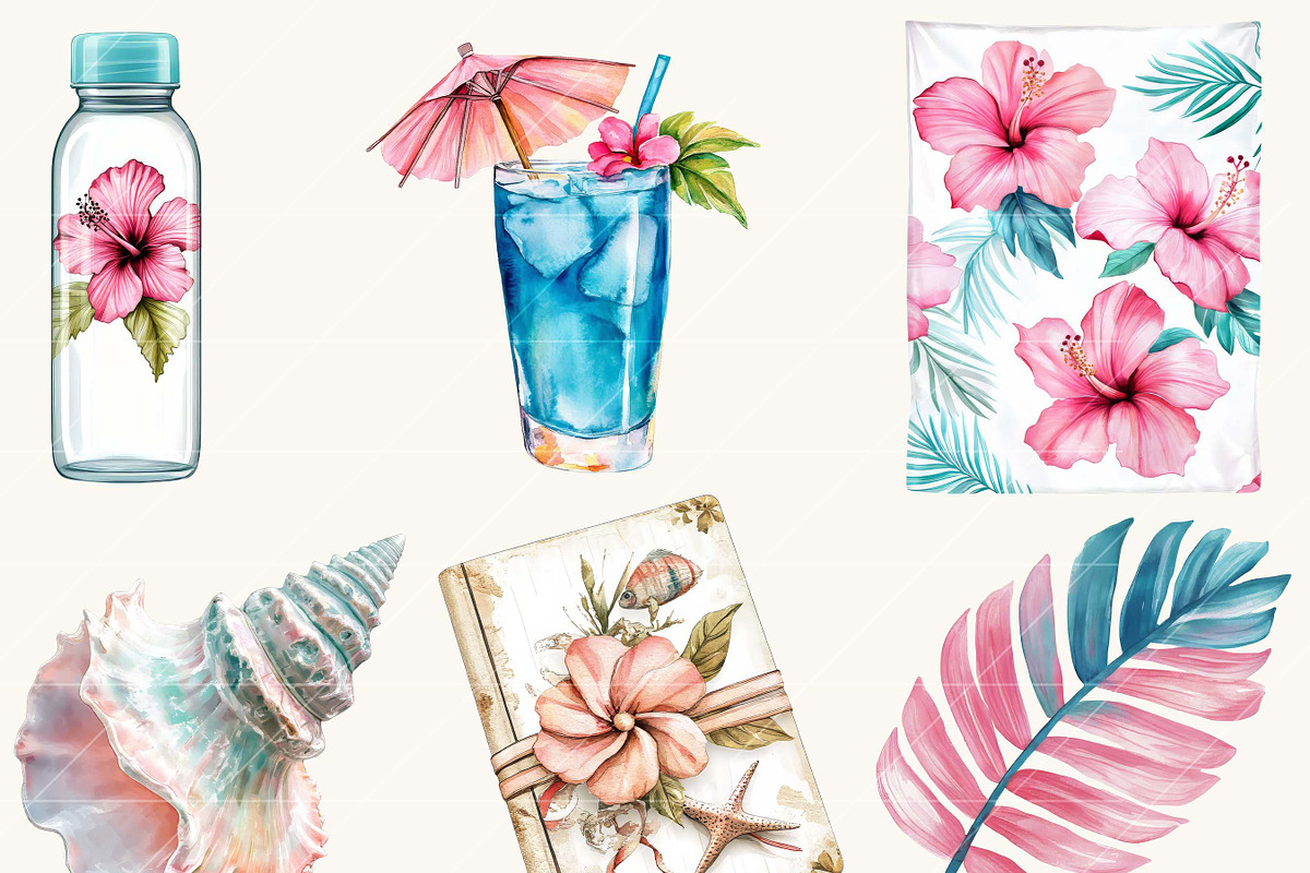 Watercolor Seaside Siesta Clip Art, an Object Illustration by Design Scotch (Photo 4 of 8)