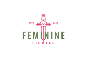 sword flower feminine fighter logo, a Branding & Logo Template by devastd