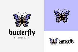 Blue Butterfly Logo Icon Design Art