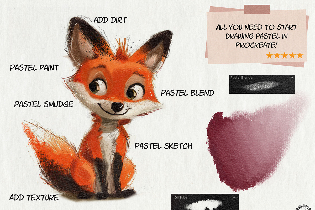 Oil pastel brush bundle, a Brush Add-On by Studio.Valhalla (Photo 3 of 9)