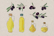 Olives & olive oil sketches, vector, a Food Illustration by harmonia_green_art (Thumbnail 3 of 9)