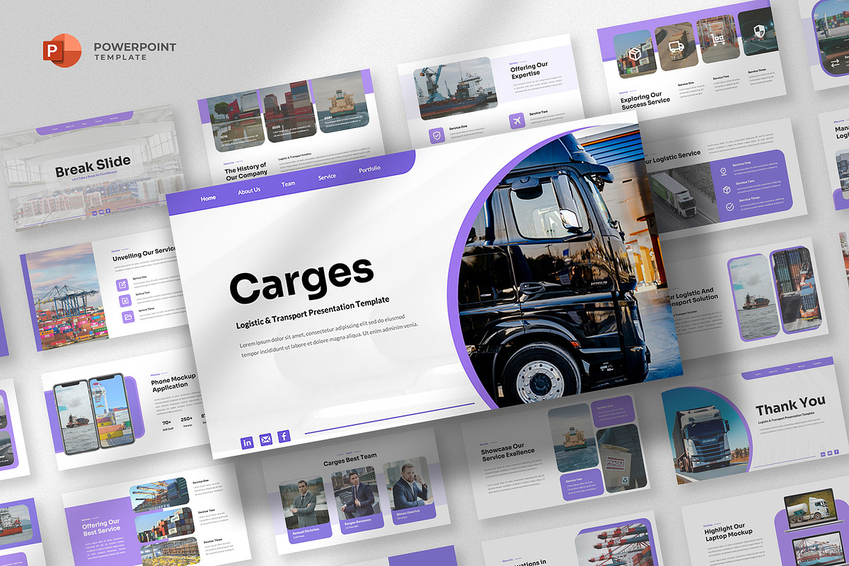 Logistics Transportation Powerpoint, a Presentation Template by fluffstudio (Photo 1 of 5)