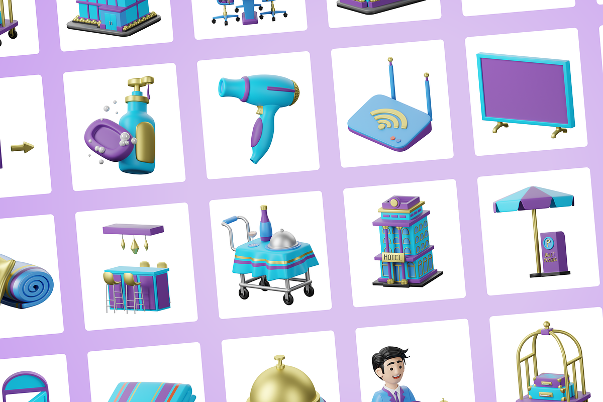3D Hotel Icons, a Scene 3D Model by Flat Icons (Photo 5 of 8)