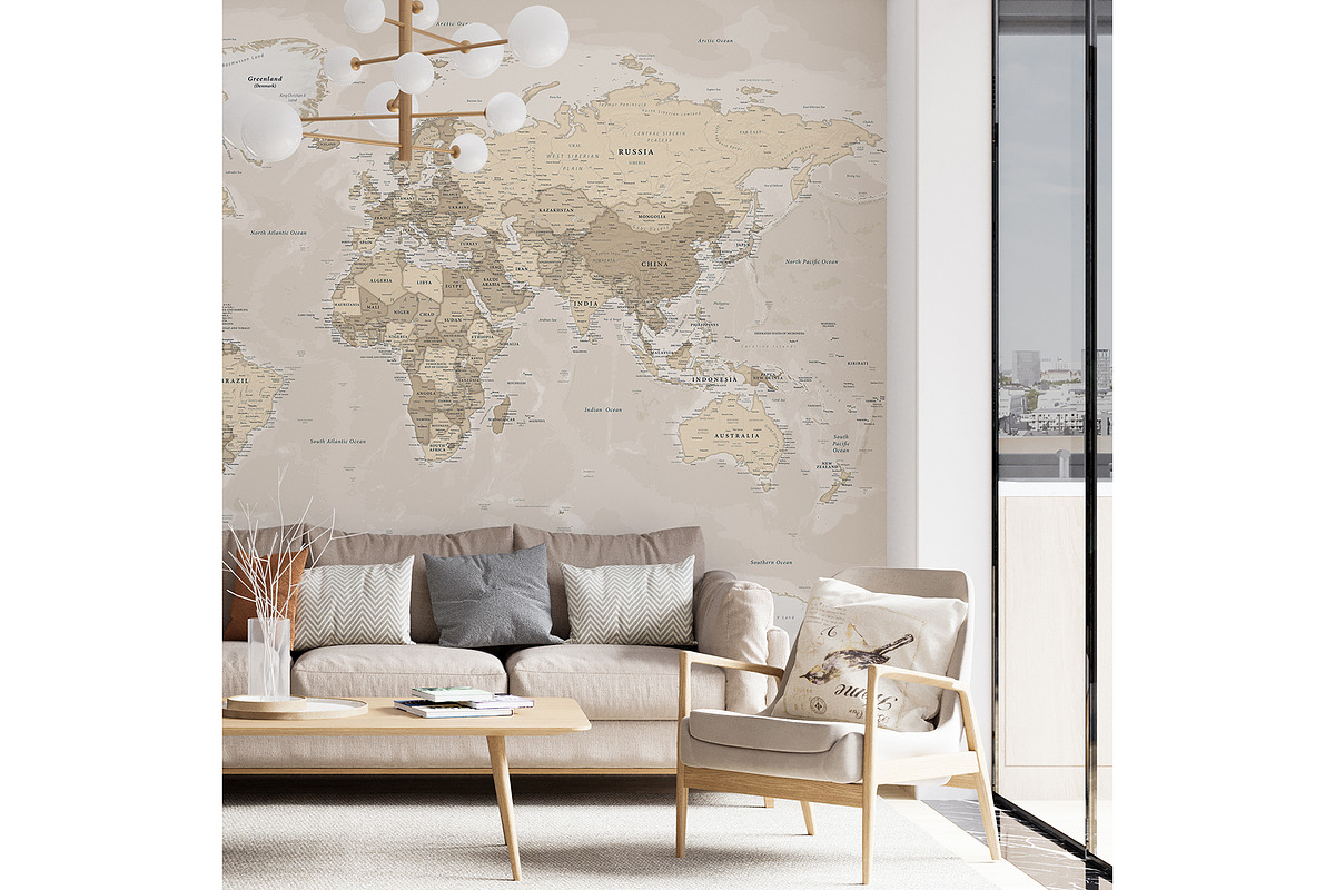 Vector World Map - Large&Detailed, a Decorative Illustration by PorcuPen Works (Photo 9 of 9)