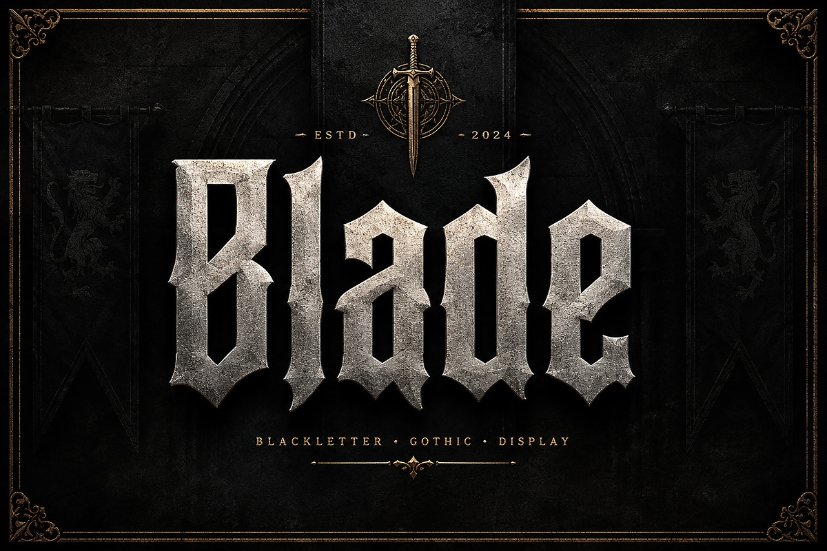 Blade — Blackletter Gothic Font, a Blackletter Font by Wow Magic (Photo 1 of 4)