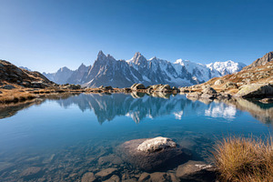 Serene mountain landscape with lake reflection, a Nature Photo by AlyaAnd