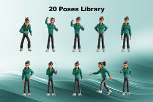 Man Dreadlocks 3D Poses Library V1