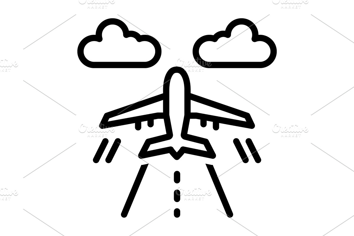 Flights flying black icon, an Outline Icon by Creative priyanka