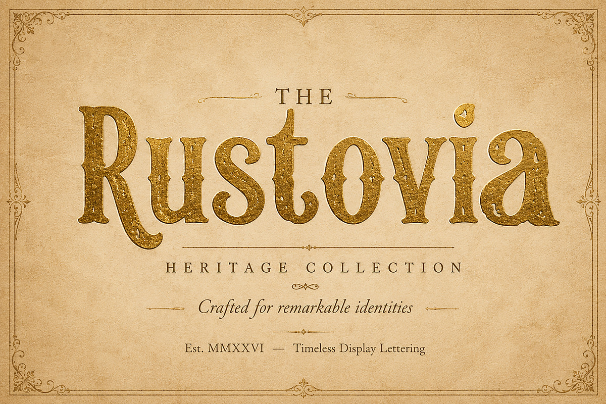 Rustovia – Vintage Display Font, a Script Font by Wow Magic (Photo 3 of 5)