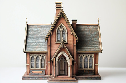 A detailed model of a Gothic Revival Victorian-style house with intricate archi, an Architecture Photo by Textures & Backgrounds
