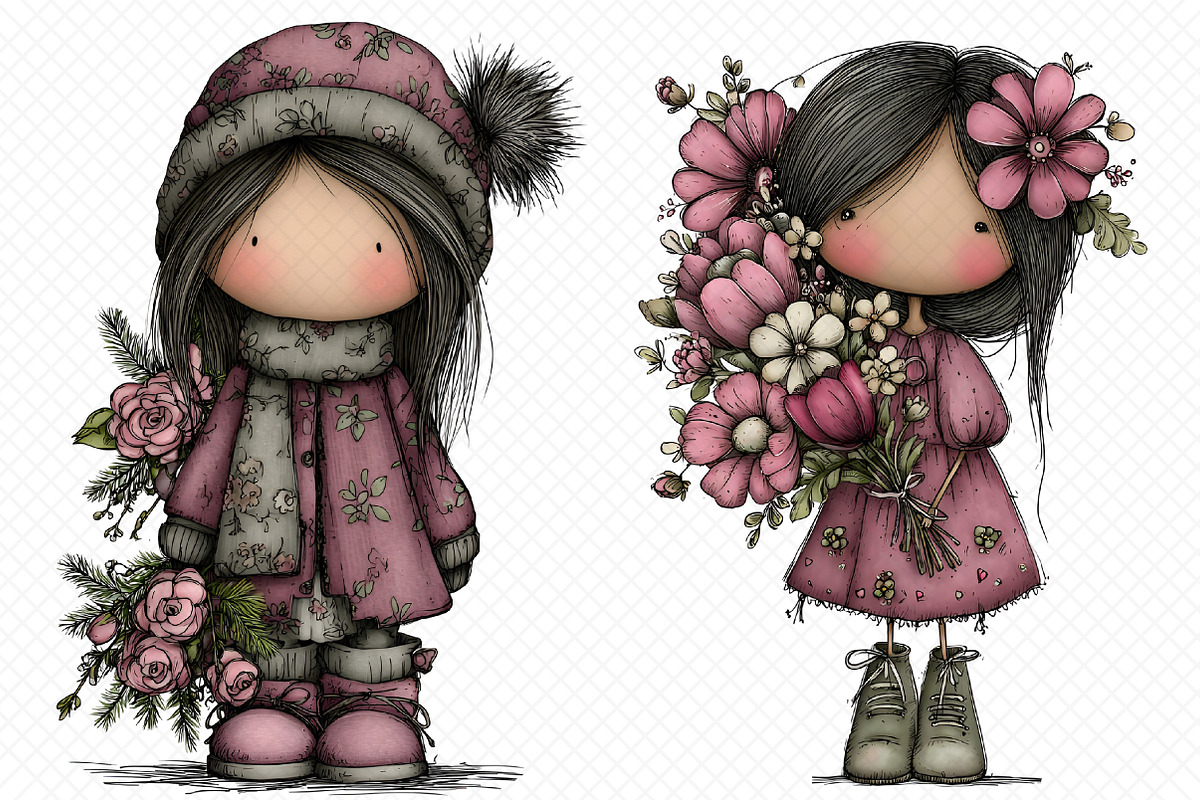 Whimsical Christmas Cat Clipart, an Illustration by cherrydesign (Photo 2 of 3)