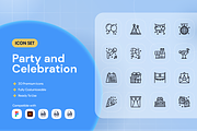 Party and Celebration Icon Set, an Outline Icon by Nathaya Studio (Thumbnail 1 of 2)