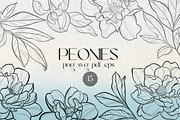 Peonies SVG line art PNG, EPS, PDF, a Decorative Illustration by DamriNa art (Thumbnail 1 of 5)